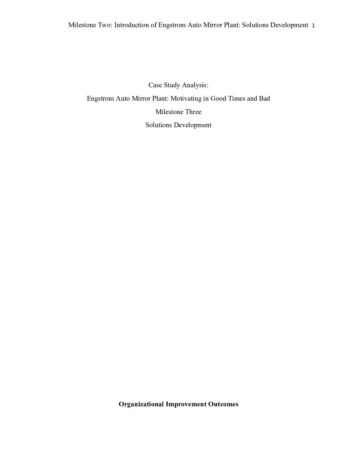 Preview image for MilestoneThreeJcox| (1)    Case Study Analysis:  Engstrom Auto Mirror Plant: Motivatin